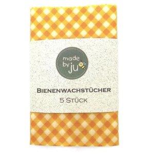 5er SET Bio- Bienenwachstücher – RAUTEN orange