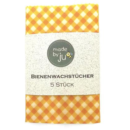 5er SET Bio- Bienenwachstücher - RAUTEN orange