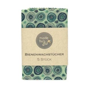 5er SET Bio-Bienenwachstücher – KREISE MINT