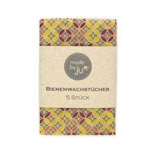 5er SET Bio-Bienenwachstücher – MUSTER GELB/CREME/ROSA