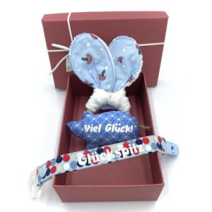 GESCHENK- SET Baby 3- teilig – Glückspilz blau