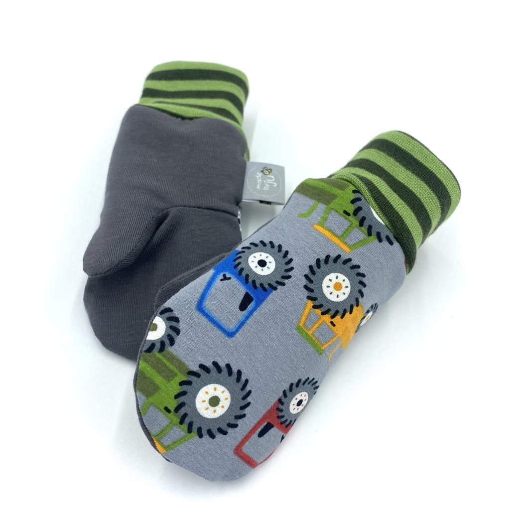 FÄUSTLINGE TRAKTOR grau - Größe wählbar (warm gefüttert)