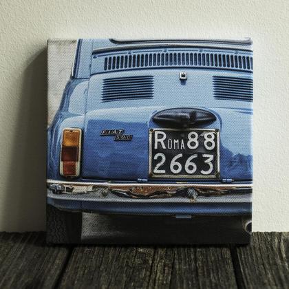 Foto auf Leinwand: "Blauer Fiat 500"