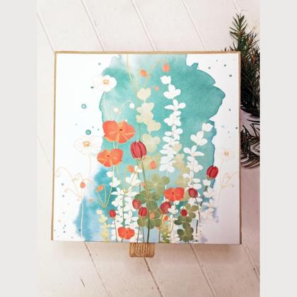 Geschenkschachtel mit Klappdeckel "Chrysanthemen rot"