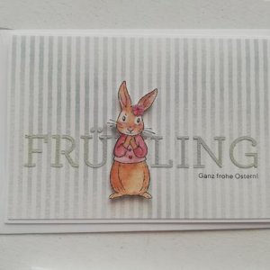 Osterkarte „Frühling rosa Hase“