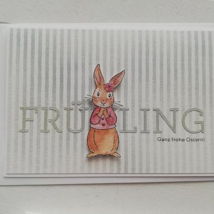 Osterkarte "Frühling rosa Hase"