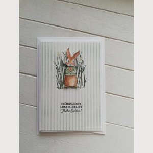 Osterkarte Hase Aquarell „grün“