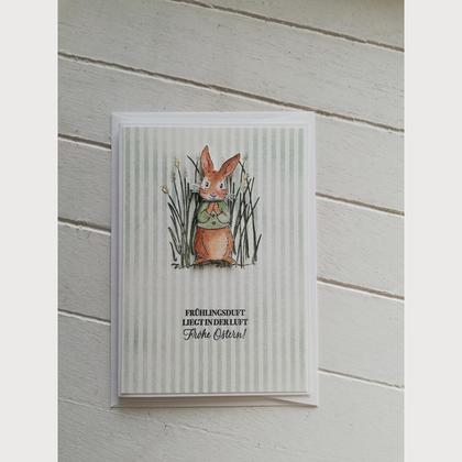 Osterkarte Hase Aquarell "grün"