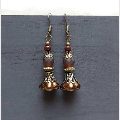 Ohrringe Vintage-Style - braun