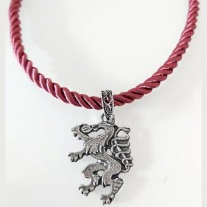 Trachtenhalskette mit Steiermark Panther, dunkelrot