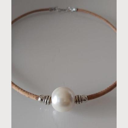 Halskette aus Kork - mit großer Perle - Image 3