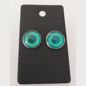 Ohrstecker, Ohrringe – Mandala grün – Edelstahl