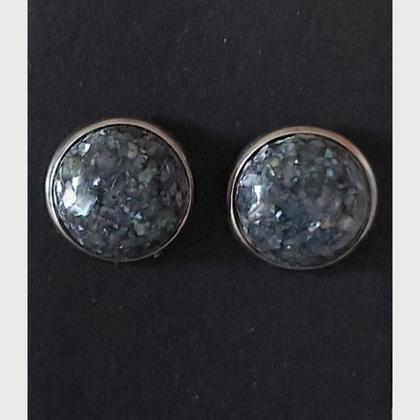 Ohrringe - glitzer grau - Edelstahl