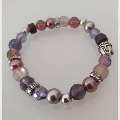 Armband aus Glasperlenmix - mit Buddha - Image 2