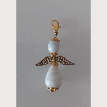 Anhänger Engel - Schutzengel - Perlenengel - gold-weiss