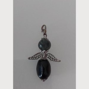 Anhänger Engel – Schutzengel – Perlenengel – silber-schwarz