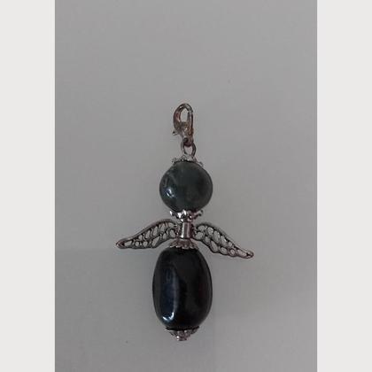 Anhänger Engel - Schutzengel - Perlenengel - silber-schwarz