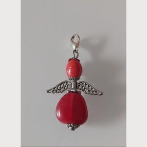 Anhänger Engel – Schutzengel – Perlenengel – silber-rot