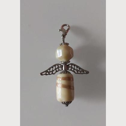 Anhänger Engel - Schutzengel - Perlenengel - silber-beige