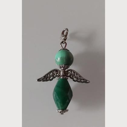 Anhänger Engel - Schutzengel - Perlenengel - silber-grün