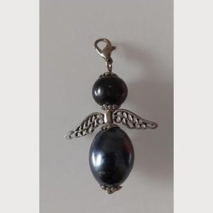 Anhänger Engel – Schutzengel – Perlenengel – silber-schwarz