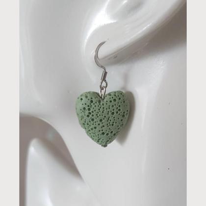 Ohrringe Lava-Herzen - lindgrün