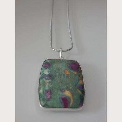 Halskette Edelstahl - mit Rubin-Zoisit Anhänger - Image 4