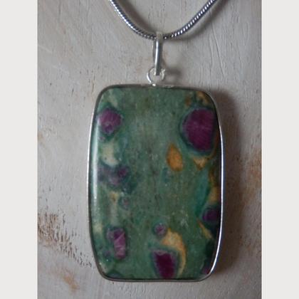 Halskette Edelstahl - mit Rubin-Zoisit Anhänger - Image 3