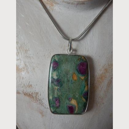 Halskette Edelstahl - mit Rubin-Zoisit Anhänger - Image 2