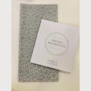 Wiener Wachstuch Gr. L Herzen grau