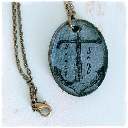 Halskette "Ankerseele" / handbedruckt