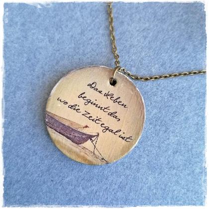 Halskette "Zeitlos" mit handbedrucktem Betonanhänger