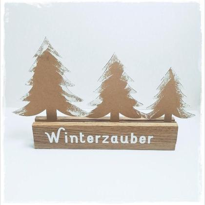 Kartenaufsteller WINTERZAUBER mit Papierweihnachtsbäumen