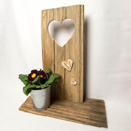 Frühlingshafte Lärchenholzdekoration mit Blumentöpfchen - Image 2