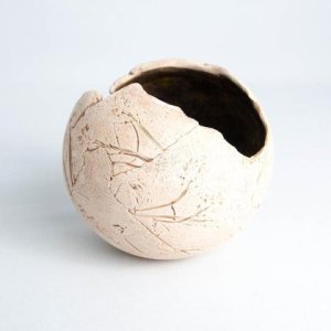 Windlicht-Kugel mit Pflanzen-Druck-Muster – mittel