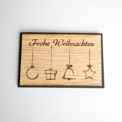 Kleine Holz-Weihnachtskarte "Frohe Weihnachten & Weihnachtssymbole" - Image 2
