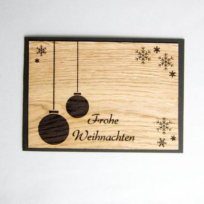 Holz Weihnachtskarte "Frohe Weihnachten & Christbaumkugeln" - Image 2