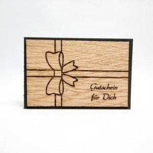 Kleine Holz-Karte „Gutschein“