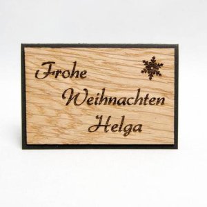 Holz-Platzkarte „Frohe Weihnachten“