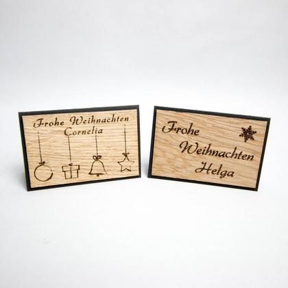 Holz-Platzkarte "Frohe Weihnachten" & weihnachtliche Symbole - Image 3