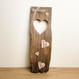 Herzen Altholz-Keramik-Bild