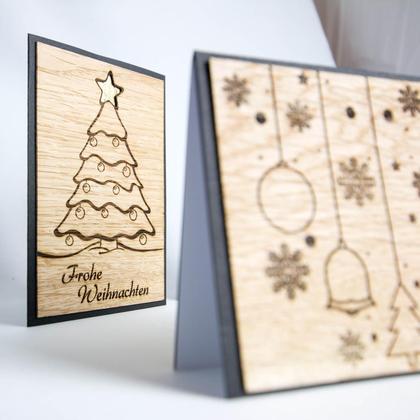 Holz Weihnachtskarte "Frohe Weihnachten & Tannenbaum" - Image 4