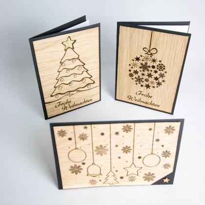 Holz Weihnachtskarte Schneeflockenkugel "Frohe Weihnachten" - Image 4