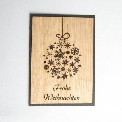 Holz Weihnachtskarte Schneeflockenkugel "Frohe Weihnachten" - Image 2