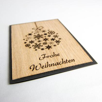 Holz Weihnachtskarte Schneeflockenkugel "Frohe Weihnachten" - Image 3