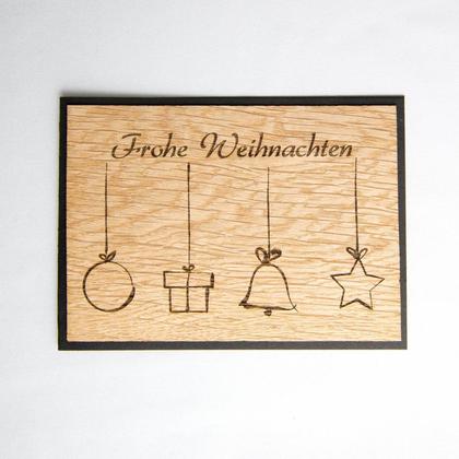 Holz Weihnachtskarte "Frohe Weihnachten & Weihnachtssymbole" - Image 2