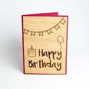 Holz-Karte „Happy Birthday“