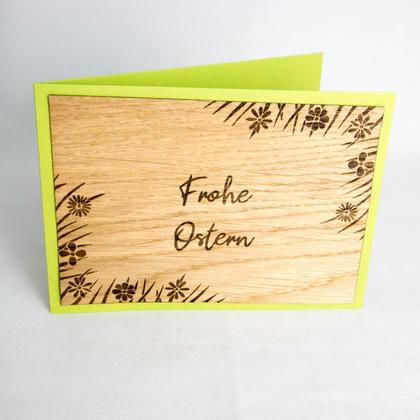 Holz-Karte "Frohe Ostern" & Gras - Image 2