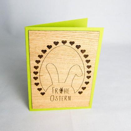 Holz-Karte "Frohe Ostern" & Hase - Image 2