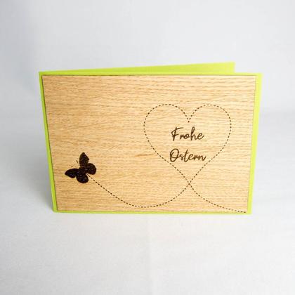 Holz-Karte "Frohe Ostern" & Schmetterling - Image 2